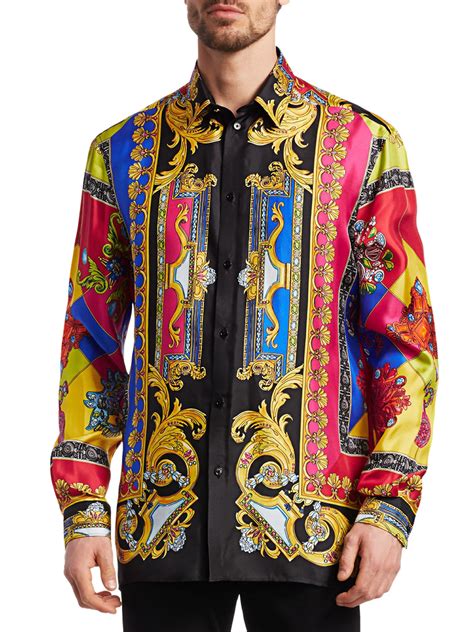 silk shirt men's versace|versace long sleeve shirt men.